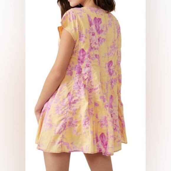 Free People Sully Babydoll Sunshine Floral Print Mini Swing Dress Size Medium - Picture 2 of 9